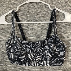 Lululemon Women’s Black Cream Bralette logo Sports Bra